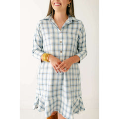 8.28 Boutique:Holly Shae,Holly Shae Sallie Blue Plaid Dress,Dress