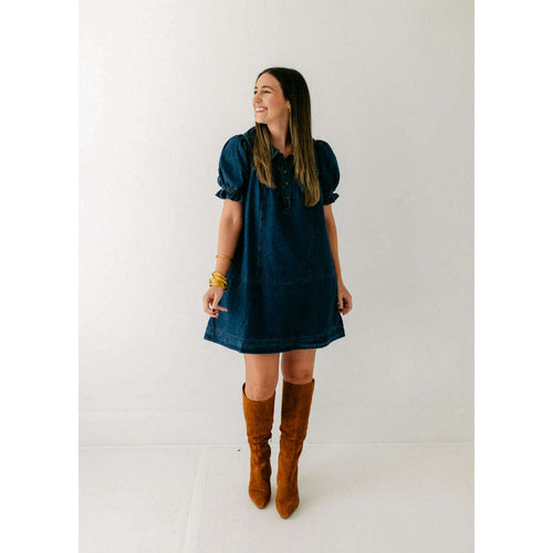 8.28 Boutique:Entro,Entro Dark Denim Collar Dress,Dress