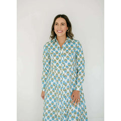 8.28 Boutique:Livro,Livro Classic Shirtdress in Liv Blue Motif,Dress