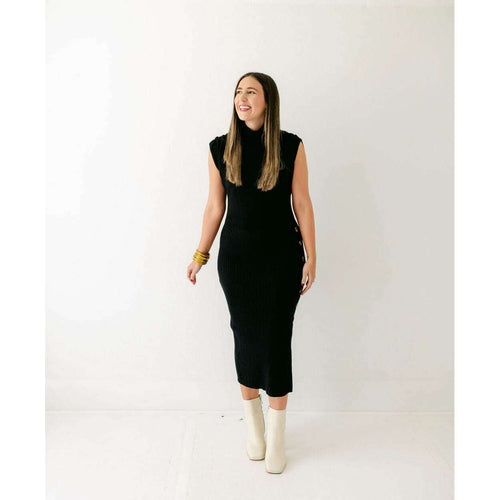 8.28 Boutique:THML,THML Black Turtleneck Sweater Dress,Dress