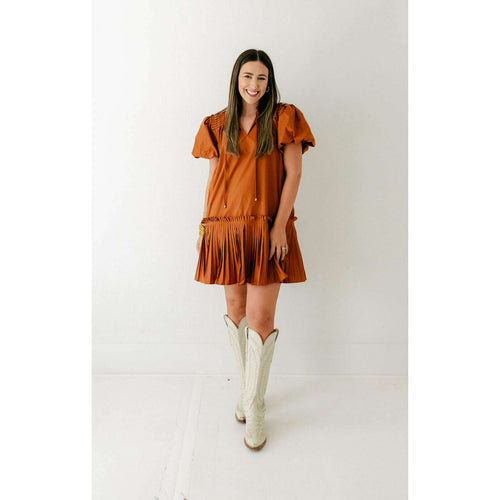 8.28 Boutique:Entro,Entro Camel Ruffle Hem Mini Dress,Dress