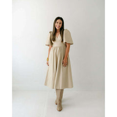 8.28 Boutique:THML,THML Cream Faux Leather Maxi Dress,Dress