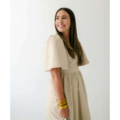 8.28 Boutique:THML,THML Cream Faux Leather Maxi Dress,Dress