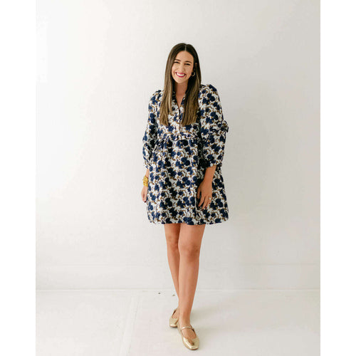 8.28 Boutique:Entro,Entro Navy Floral Jacquard Dress,Dress