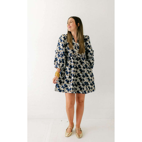 8.28 Boutique:Entro,Entro Navy Floral Jacquard Dress,Dress