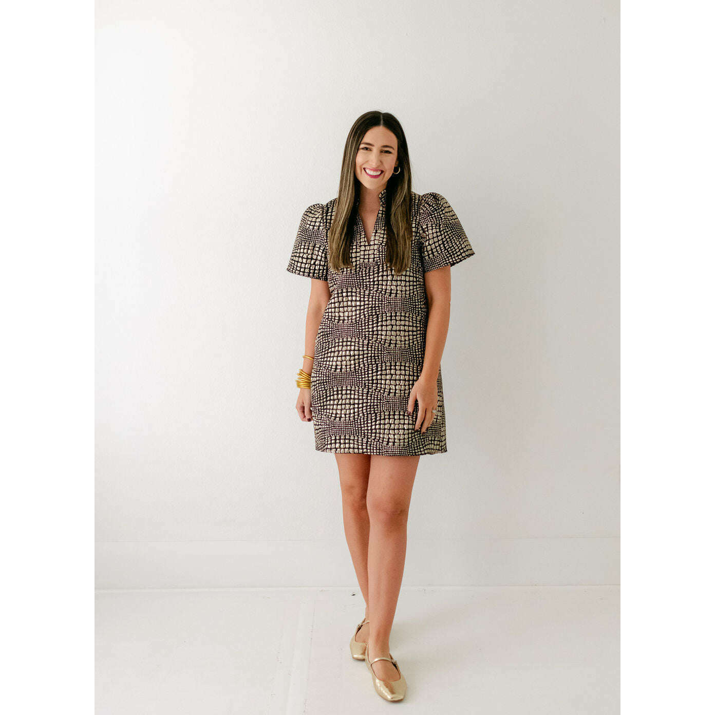 Textured shift dress sales