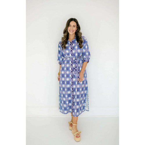 8.28 Boutique:Jade by Melody Tam,Jade Melody Tam Blue Damask Maxi Shirt Dress,dress