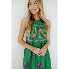 8.28 Boutique:THML,THML Green Halter Floral Maxi Dress,Dress