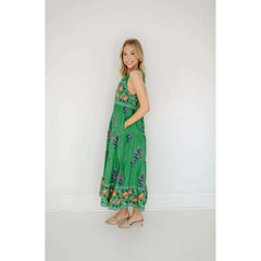 8.28 Boutique:THML,THML Green Halter Floral Maxi Dress,Dress