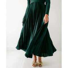 8.28 Boutique:Hutch,Hutch Blythe Off the Shoulder Pleated Dress in Forest Green,Dress