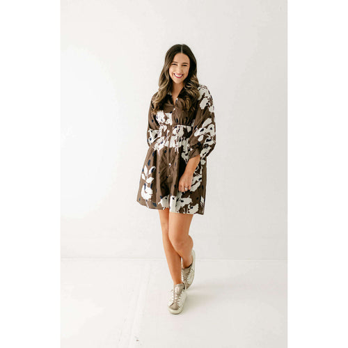 8.28 Boutique:Entro,Entro Brown Floral Zip Up Dress,Dress