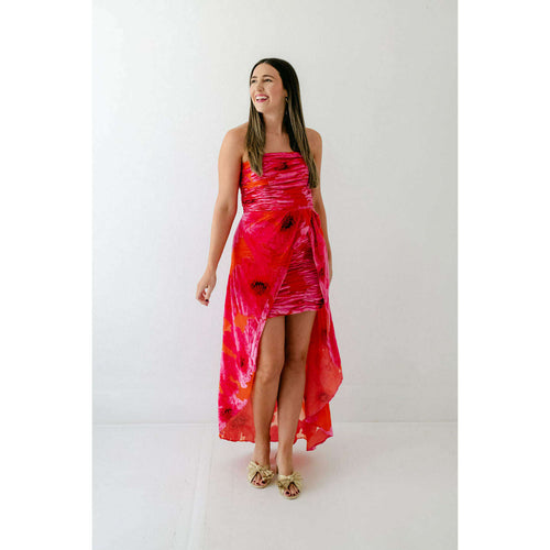 8.28 Boutique:Hutch,Hutch Lissi Strapless Ruched Mini Dress in Grenadine Painted Floral,Dress