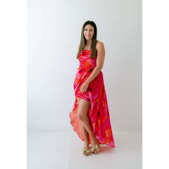 8.28 Boutique:Hutch,Hutch Lissi Strapless Ruched Mini Dress in Grenadine Painted Floral,Dress