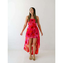 8.28 Boutique:Hutch,Hutch Lissi Strapless Ruched Mini Dress in Grenadine Painted Floral,Dress