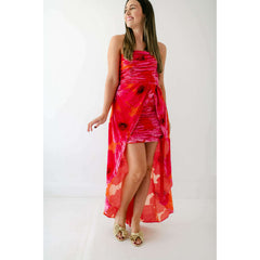 8.28 Boutique:Hutch,Hutch Lissi Strapless Ruched Mini Dress in Grenadine Painted Floral,Dress