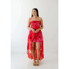 8.28 Boutique:Hutch,Hutch Lissi Strapless Ruched Mini Dress in Grenadine Painted Floral,Dress