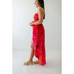 8.28 Boutique:Hutch,Hutch Lissi Strapless Ruched Mini Dress in Grenadine Painted Floral,Dress