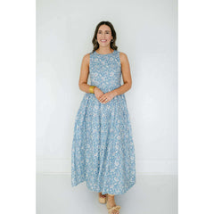 8.28 Boutique:Aureum,Aureum Blue Floral Tiered Maxi Dress,Dress