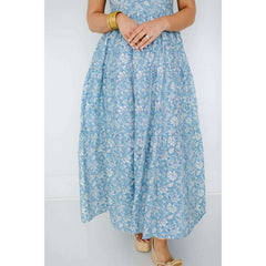 8.28 Boutique:Aureum,Aureum Blue Floral Tiered Maxi Dress,Dress