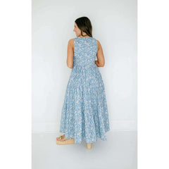 8.28 Boutique:Aureum,Aureum Blue Floral Tiered Maxi Dress,Dress