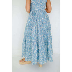 8.28 Boutique:Aureum,Aureum Blue Floral Tiered Maxi Dress,Dress