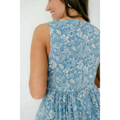 8.28 Boutique:Aureum,Aureum Blue Floral Tiered Maxi Dress,Dress