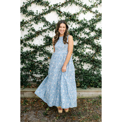 8.28 Boutique:Aureum,Aureum Blue Floral Tiered Maxi Dress,Dress