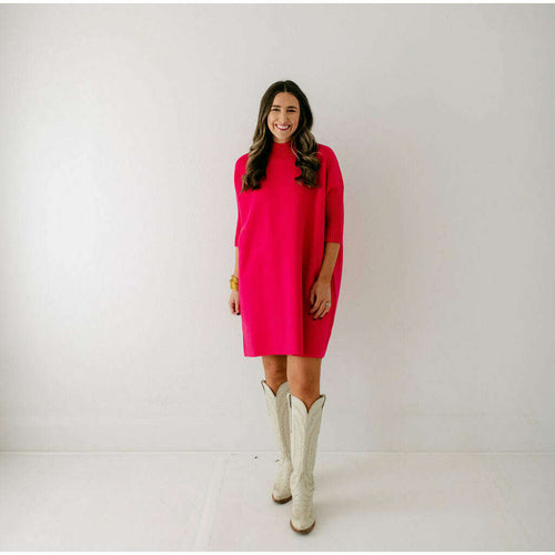 8.28 Boutique:Kerisma Knits,Kerisma Knits Aja Sweater Dress in Super Pink,Dress