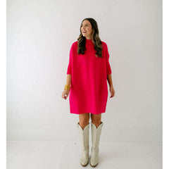 8.28 Boutique:Kerisma Knits,Kerisma Knits Aja Sweater Dress in Super Pink,Dress