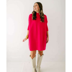 8.28 Boutique:Kerisma Knits,Kerisma Knits Aja Sweater Dress in Super Pink,Dress