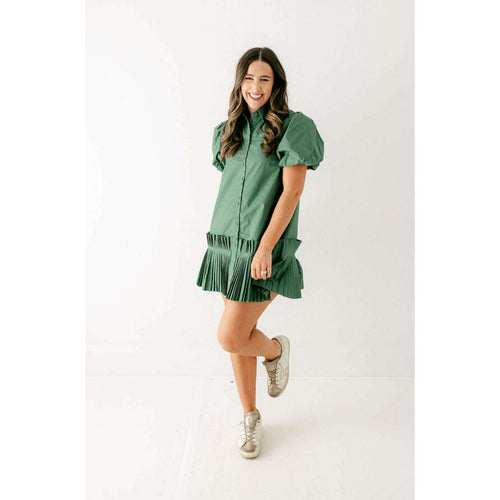 8.28 Boutique:Aureum,Aureum Pleated Hem Dress in Green,Dress