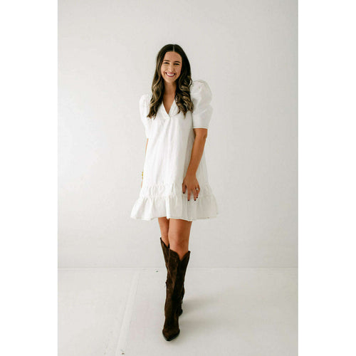 8.28 Boutique:Karlie Clothes,Karlie White Denim Ruffle Bottom Dress,Dress