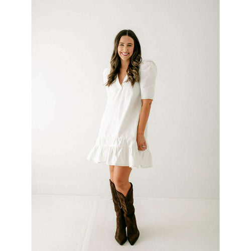 8.28 Boutique:Karlie Clothes,Karlie White Denim Ruffle Bottom Dress,Dress