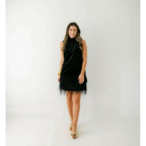 8.28 Boutique:Tyler Boe,Tyler Boe Victoria Velvet Feather Dress,Dress