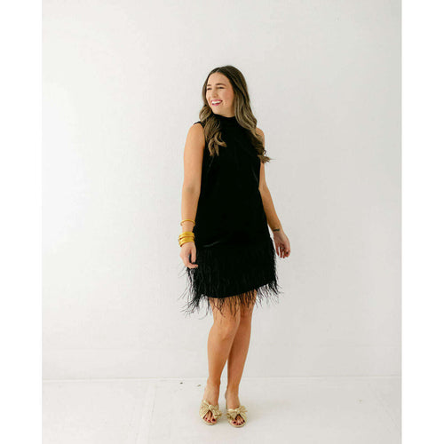 8.28 Boutique:Tyler Boe,Tyler Boe Victoria Velvet Feather Dress,Dress