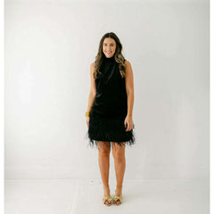 8.28 Boutique:Tyler Boe,Tyler Boe Victoria Velvet Feather Dress,Dress