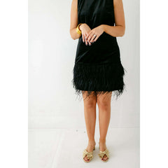 8.28 Boutique:Tyler Boe,Tyler Boe Victoria Velvet Feather Dress,Dress