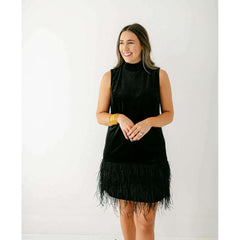 8.28 Boutique:Tyler Boe,Tyler Boe Victoria Velvet Feather Dress,Dress