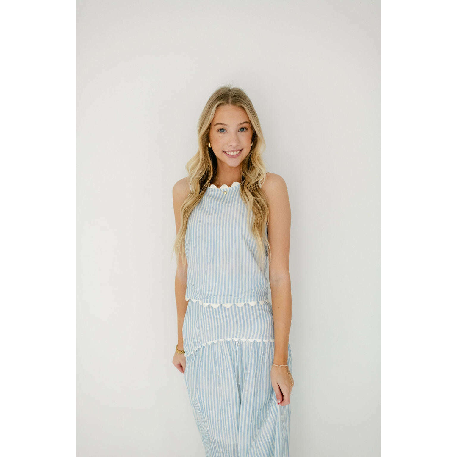 8.28 Boutique:Taylor Tillman,Taylor Tillman Quinn Top in Blue and White Stripe,Shirts & Tops