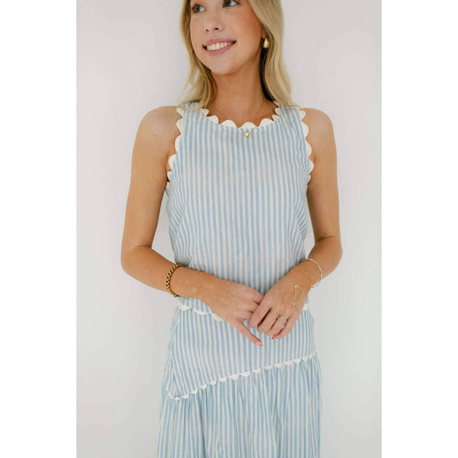 8.28 Boutique:Taylor Tillman,Taylor Tillman Quinn Top in Blue and White Stripe,Shirts & Tops