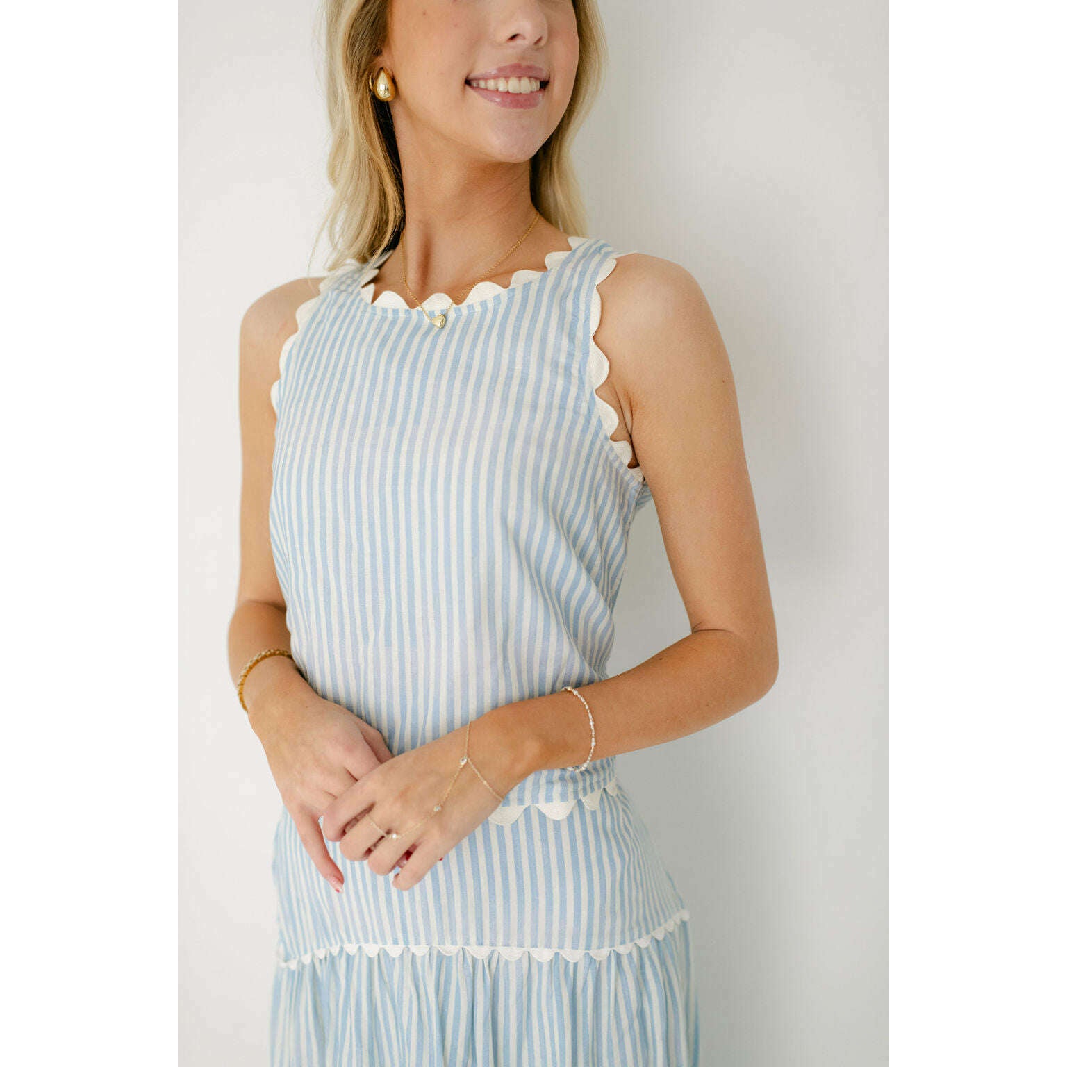 8.28 Boutique:Taylor Tillman,Taylor Tillman Quinn Top in Blue and White Stripe,Shirts & Tops