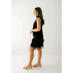 8.28 Boutique:Tyler Boe,Tyler Boe Victoria Velvet Feather Dress,Dress