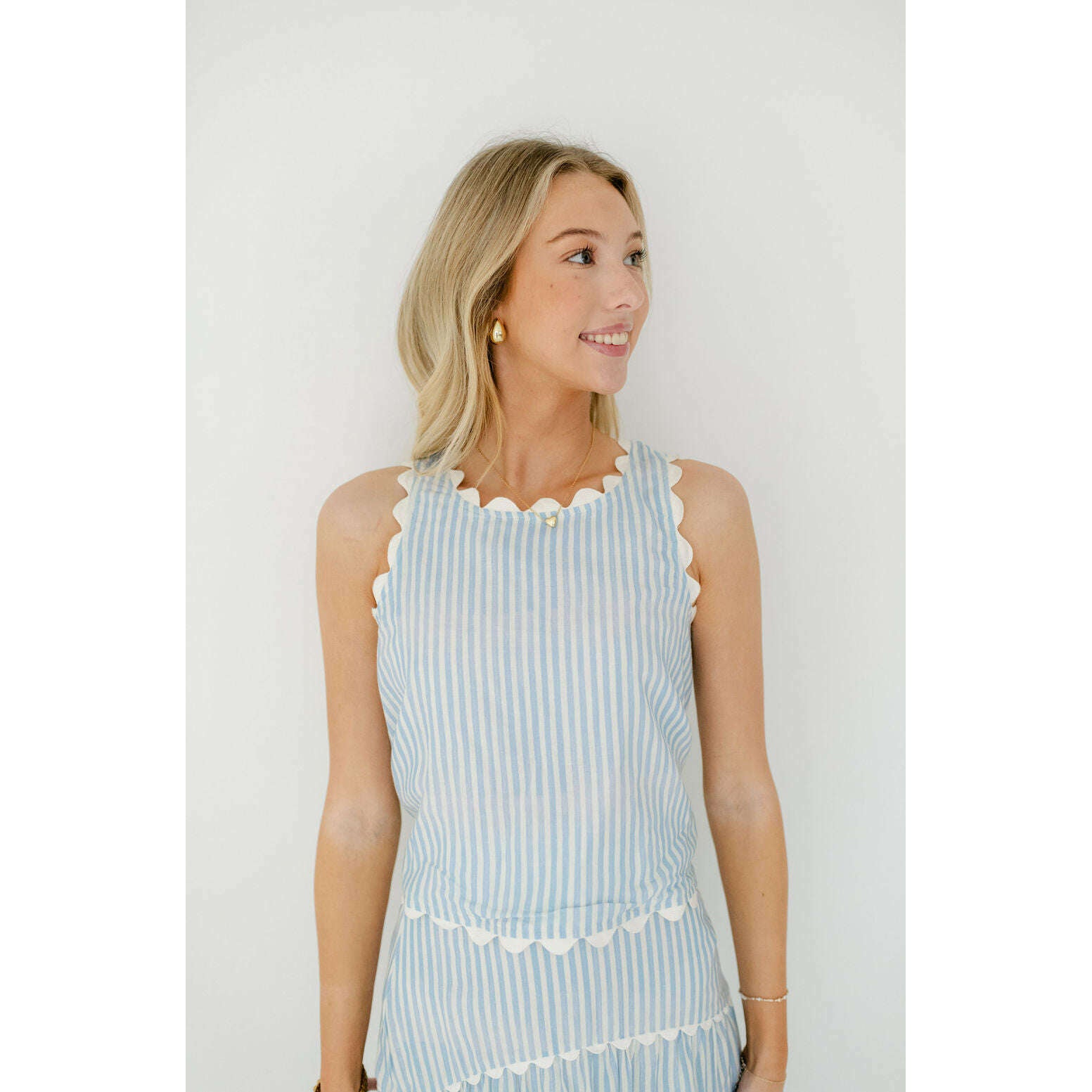 8.28 Boutique:Taylor Tillman,Taylor Tillman Quinn Top in Blue and White Stripe,Shirts & Tops