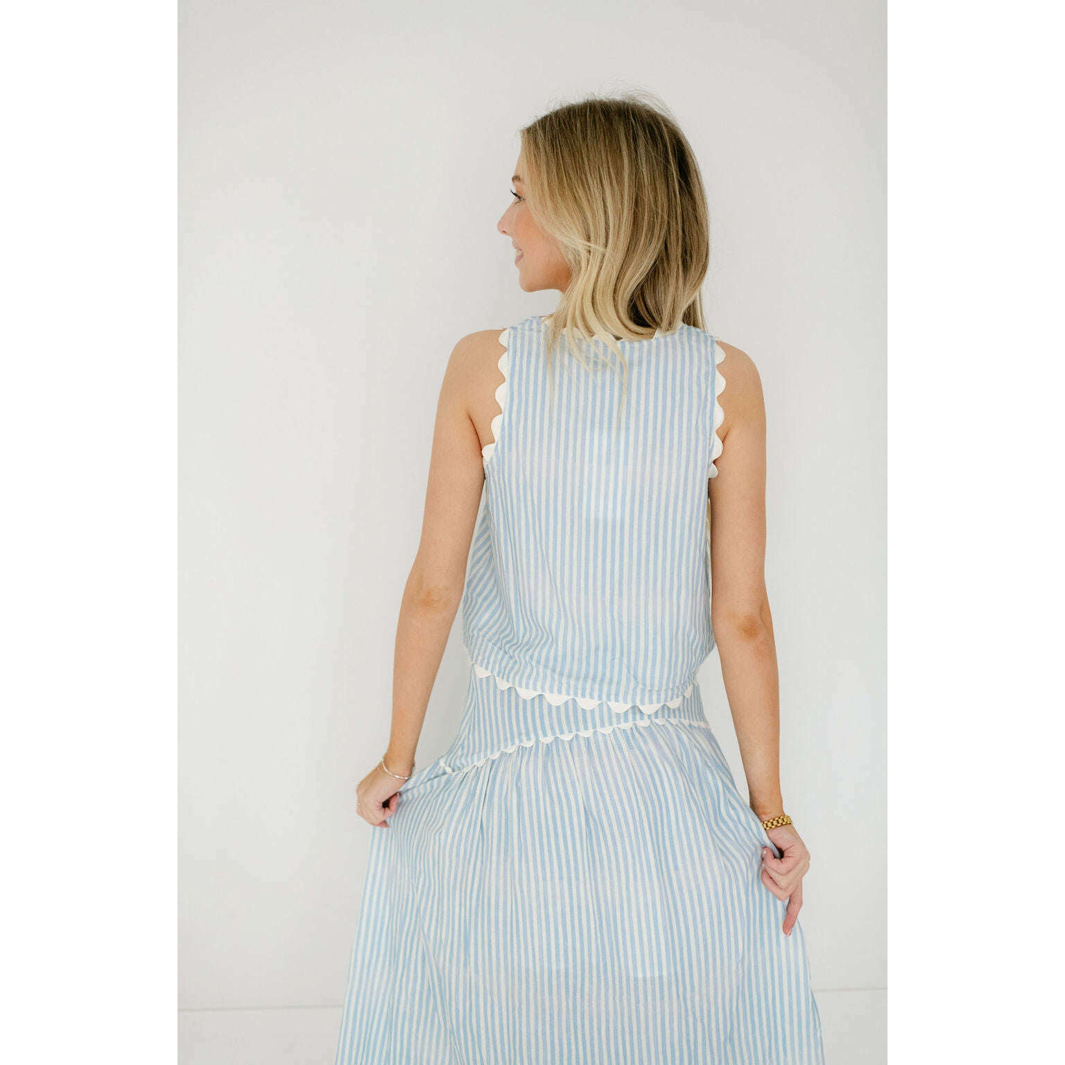 8.28 Boutique:Taylor Tillman,Taylor Tillman Quinn Top in Blue and White Stripe,Shirts & Tops