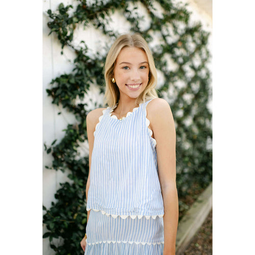 8.28 Boutique:Taylor Tillman,Taylor Tillman Quinn Top in Blue and White Stripe,Shirts & Tops