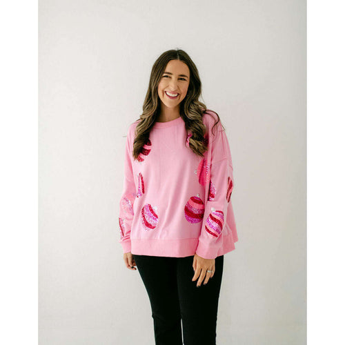 8.28 Boutique:8.28 Boutique,The Pink Ornament Long Sleeve Top,Shirts & Tops