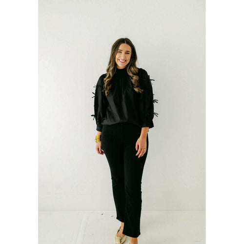 8.28 Boutique:Entro,Entro Black Bow Long Sleeve Top,Shirts & Tops