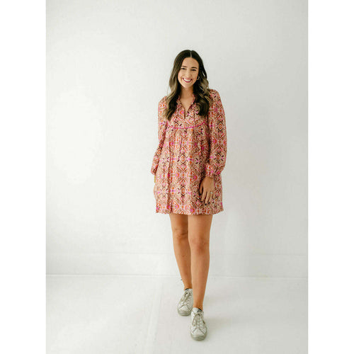 8.28 Boutique:8.28 Boutique,The Carolyn Pink Floral Long Sleeve Dress,Dress