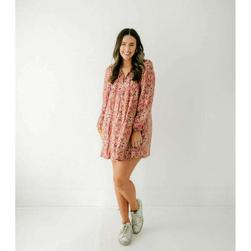 8.28 Boutique:8.28 Boutique,The Carolyn Pink Floral Long Sleeve Dress,Dress