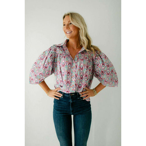 8.28 Boutique:Karlie Clothes,Karlie Paris Floral Puff Sleeve Ruffle Top,Shirts & Tops